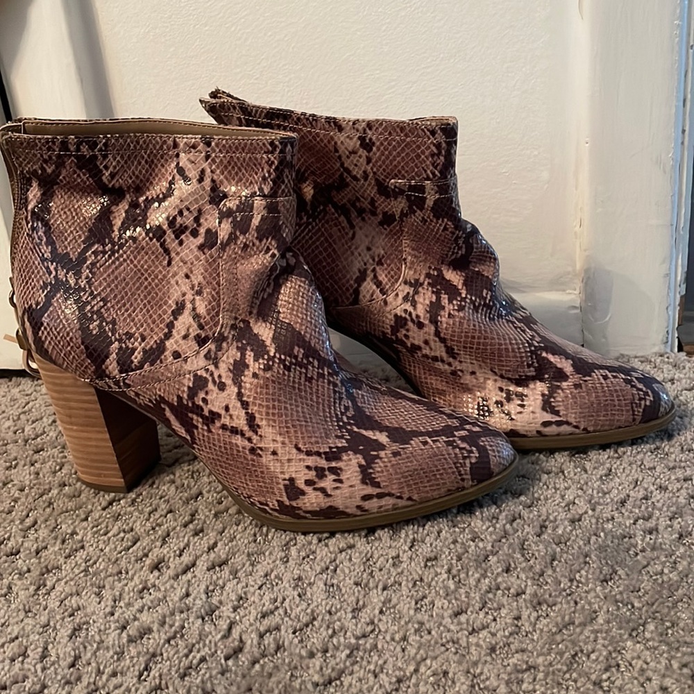 Anne Klein faux snake skin booties